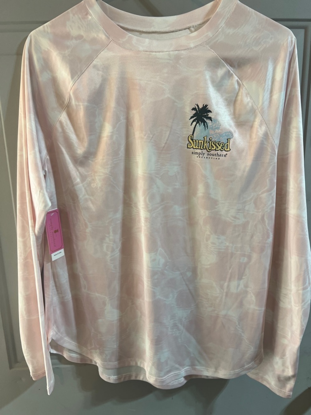 Simply Southern Pink Marble Tie-Dye Long Sleeve Sunkissed Tee